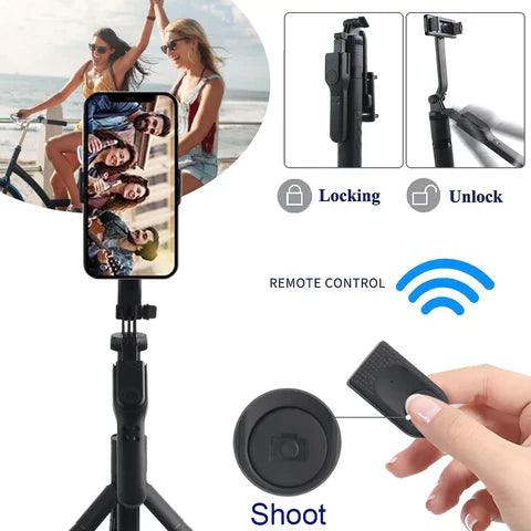 Professional Remote Selfie Stick With Cell Phone Holder Camera Tripod Stand