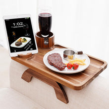 Load image into Gallery viewer, Wooden Couch Arm Sofa Table Foldable Clip-on Tray for Side Tables, Arm Rest Table Home, Couch Arm, Small Spaces Drink Eating Dinner