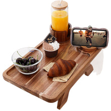 Load image into Gallery viewer, Wooden Couch Arm Sofa Table Foldable Clip-on Tray for Side Tables, Arm Rest Table Home, Couch Arm, Small Spaces Drink Eating Dinner