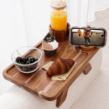 Load image into Gallery viewer, Wooden Couch Arm Sofa Table Foldable Clip-on Tray for Side Tables, Arm Rest Table Home, Couch Arm, Small Spaces Drink Eating Dinner
