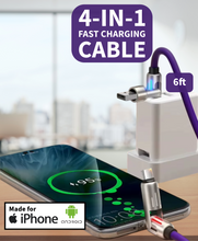 Load image into Gallery viewer, 4-in-1 Multi USB Fast Charger Cable 240W USB A, Type C, 65W Max for iPhone, Android, Multi Device Charging Cable with Ambient Lights
