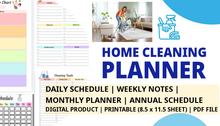 Load image into Gallery viewer, Home Cleaning Schedule Checklist, ADHD Editable Planner PDF