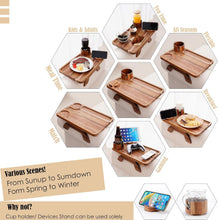 Load image into Gallery viewer, Wooden Couch Arm Sofa Table Foldable Clip-on Tray for Side Tables, Arm Rest Table Home, Couch Arm, Small Spaces Drink Eating Dinner