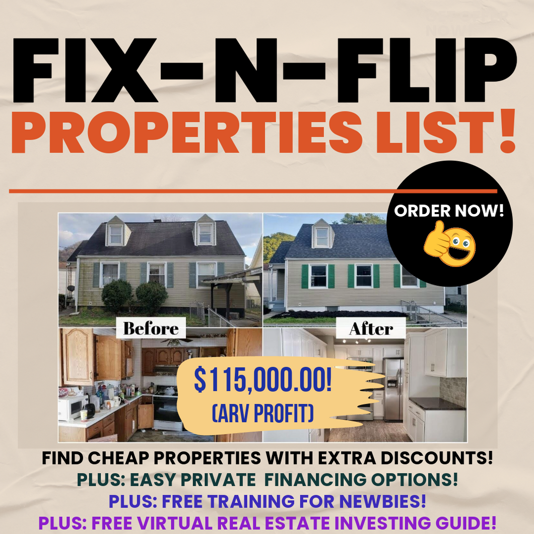 Fix and Flip Real Estate Investing Properties List