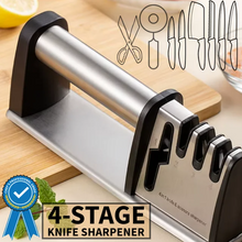 Load image into Gallery viewer, Chef&#39;s Professional 4-Stage Kitchen Knife &amp; Scissors Sharpener with Non-Slip Base, Tungsten Steel, Diamond, Ceramic Stone Rods