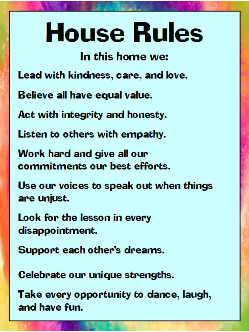 Positive Thinking Motivational Fridge Magnet Ten House Rules