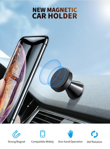 Universal Magnetic Car Phone Holder with 360° Rotating Strong Magnet Car Phone Holder Mount for Dashboard Compatible with All Cell Phones including iPhone, Samsung, LG, and Google Pixel