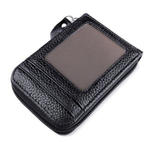 Super Deals: Genuine Leather Wallet Credit Card Holder with RFID Blocking Zipper Pocket